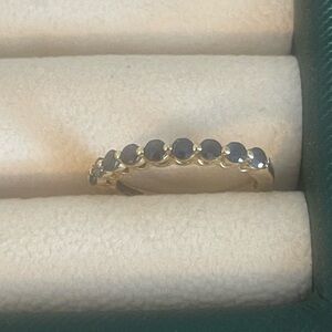 14k Gold Dainty Shared Prong Blue Sapphire Stacking Band 6.75